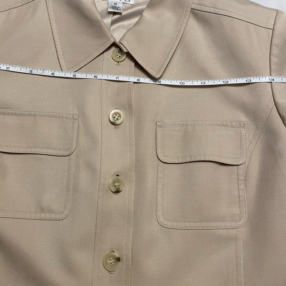 TALBOTS Womens Blazer SZ 10 Light Cream/Ivory Safari Style Lightweight - Picture 9 of 14